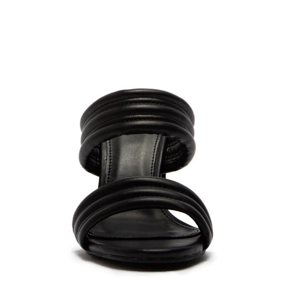 Bold Black Two Strap Slip On Heeled Sandals Size 8.5 - Picture 3 of 4